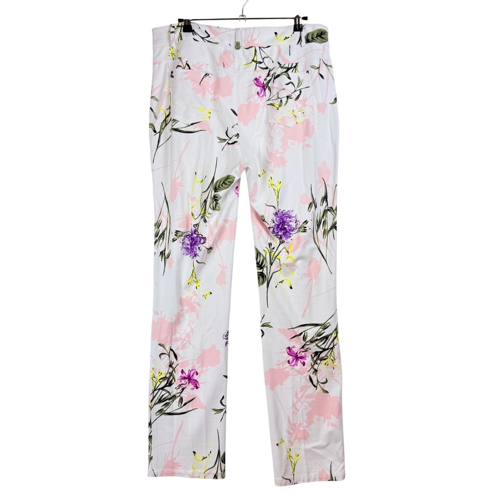 Lena Gabrielle Women's White Floral Print Straight Leg Pants Size 10 - Picture 2 of 8
